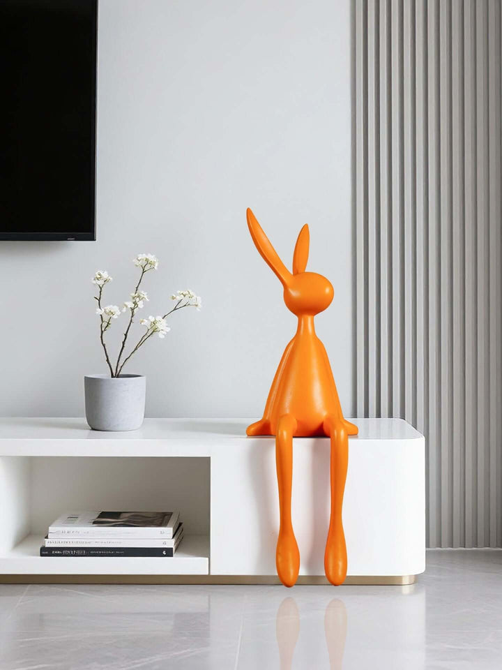 Rabbit Resin Sculpture – Creative Cartoon Rabbit Desktop Ornament