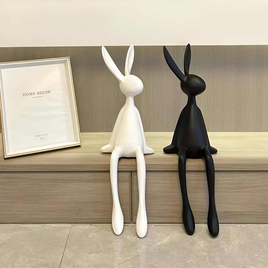 Rabbit Resin Sculpture – Creative Cartoon Rabbit Desktop Ornament
