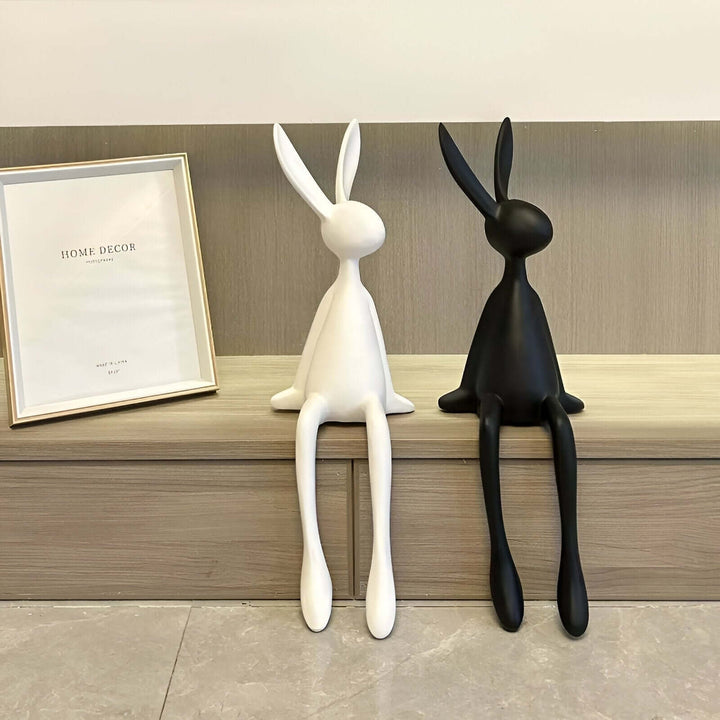 Rabbit Resin Sculpture – Creative Cartoon Rabbit Desktop Ornament