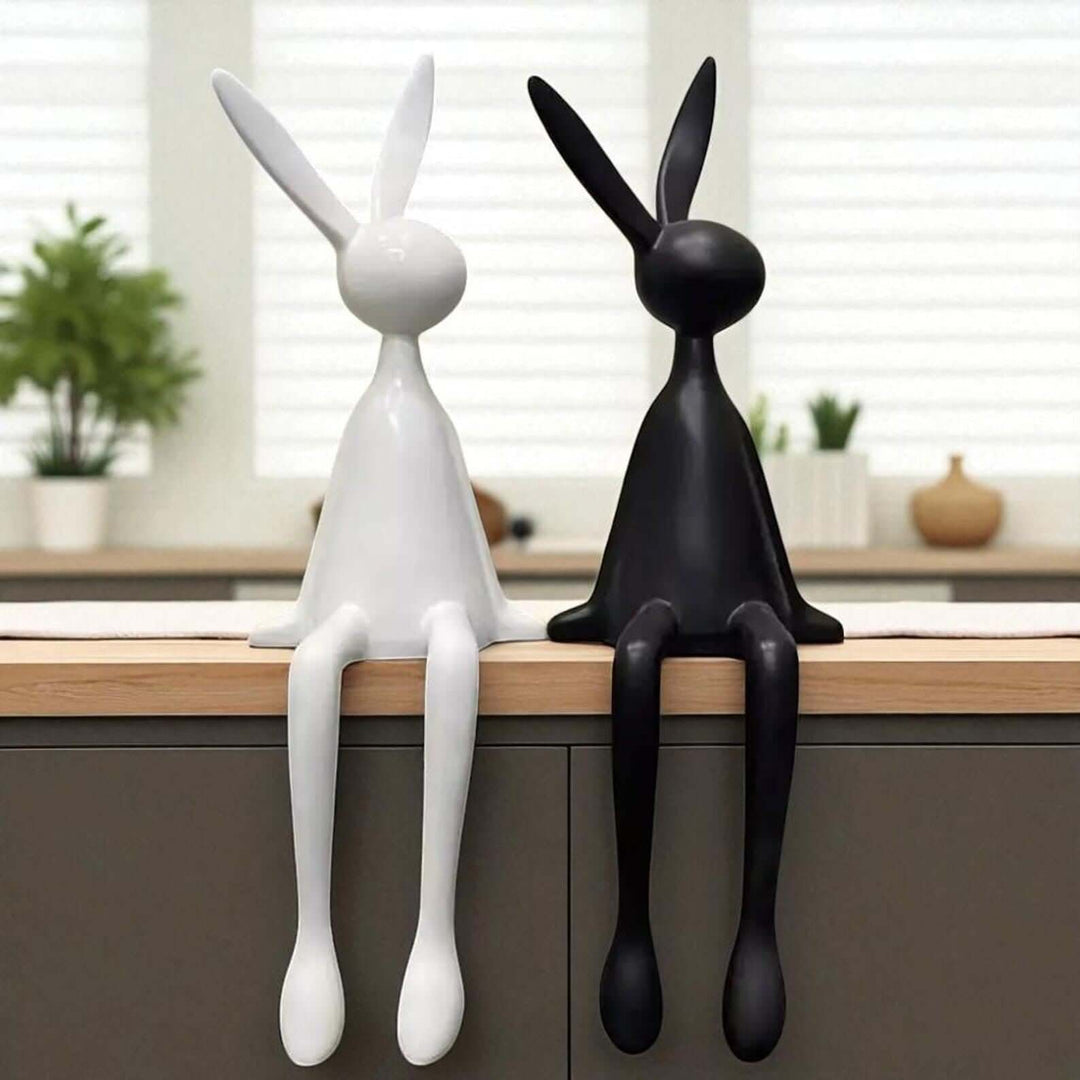 Rabbit Resin Sculpture – Creative Cartoon Rabbit Desktop Ornament