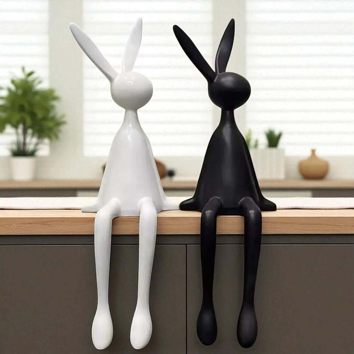 Rabbit Resin Sculpture – Creative Cartoon Rabbit Desktop Ornament