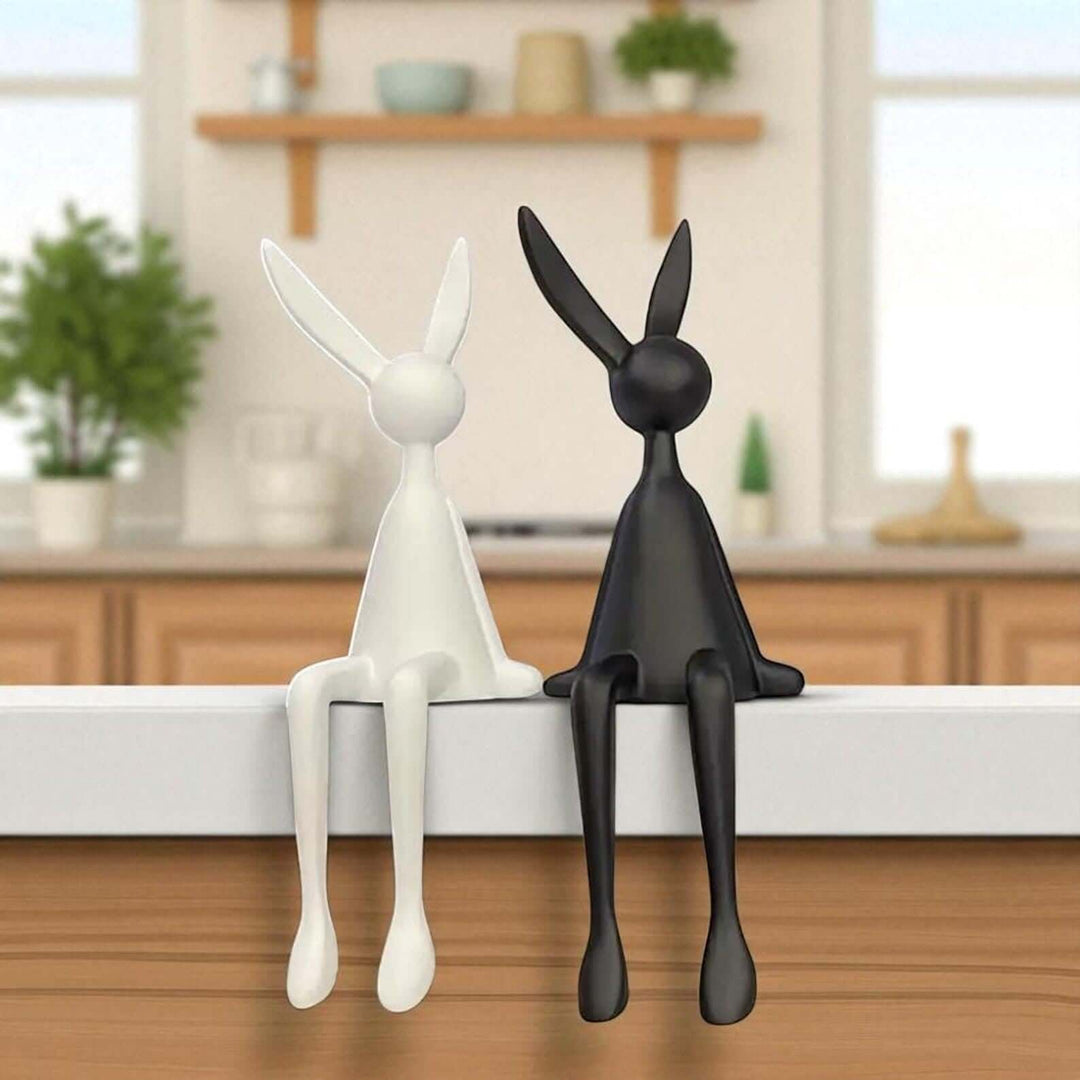 Rabbit Resin Sculpture – Creative Cartoon Rabbit Desktop Ornament