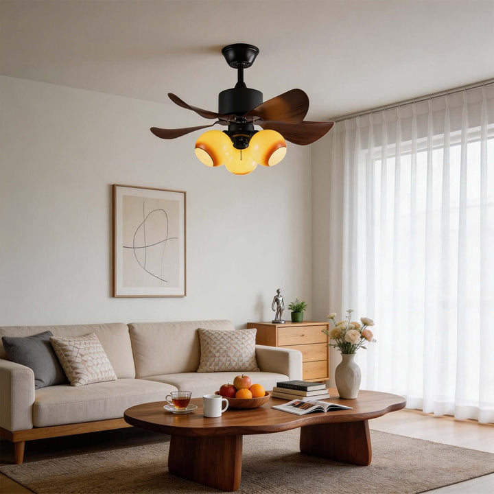Sperva Ceiling Fan Light - Vintage Art Glass Living Room Light