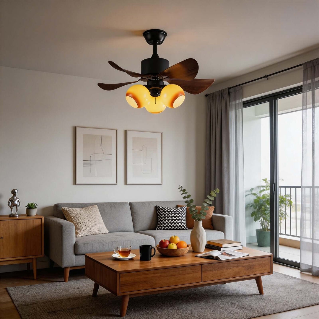 Sperva Ceiling Fan Light - Vintage Art Glass Living Room Light