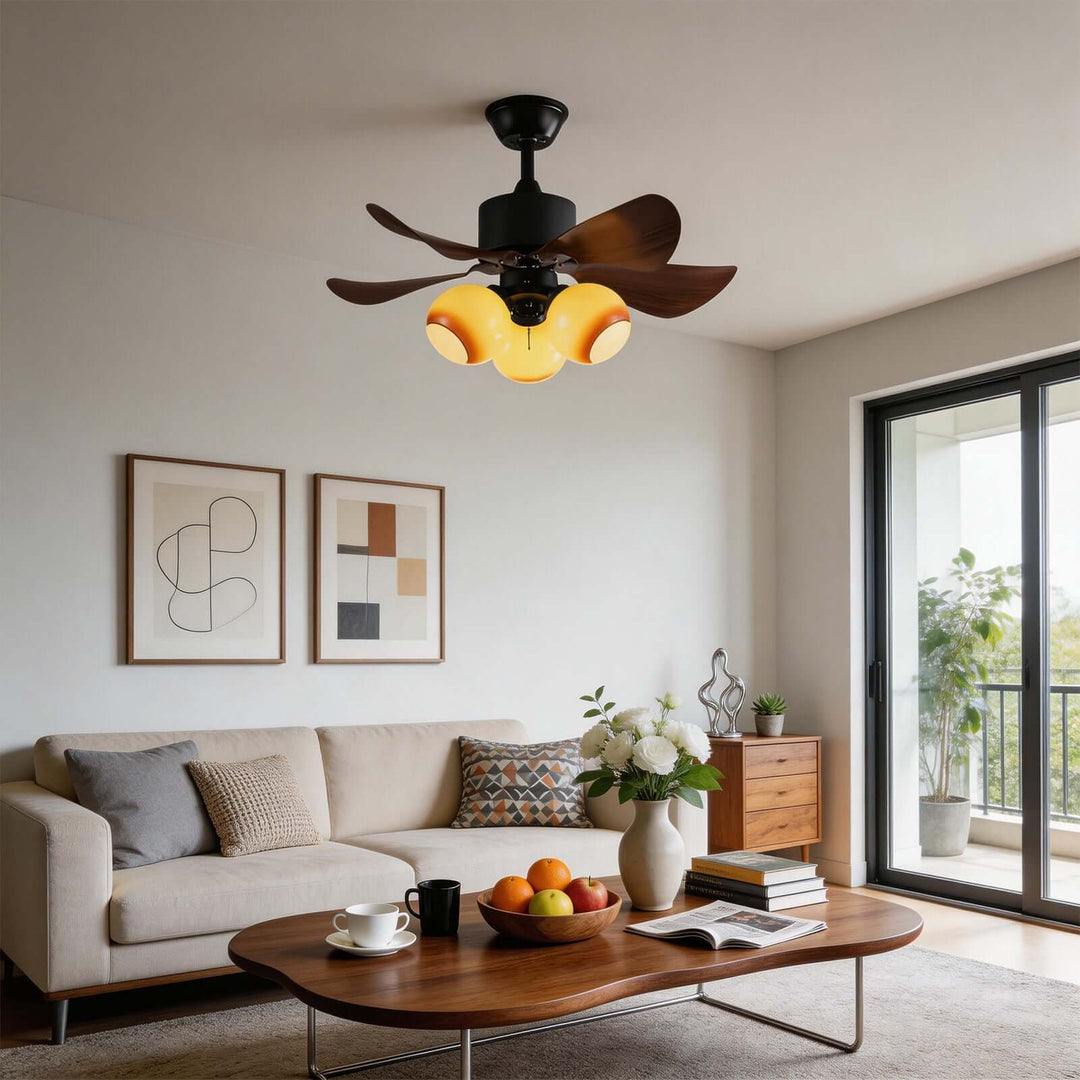 Sperva Ceiling Fan Light - Vintage Art Glass Living Room Light