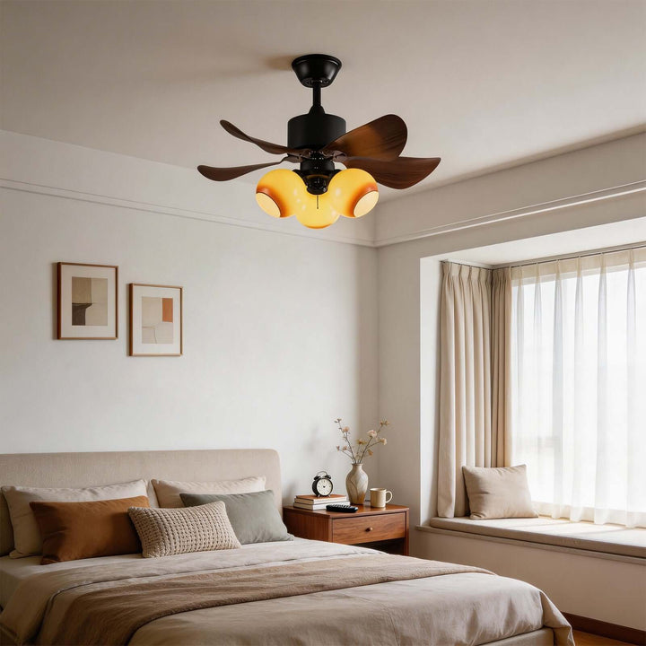 Sperva Ceiling Fan Light - Vintage Art Glass Living Room Light