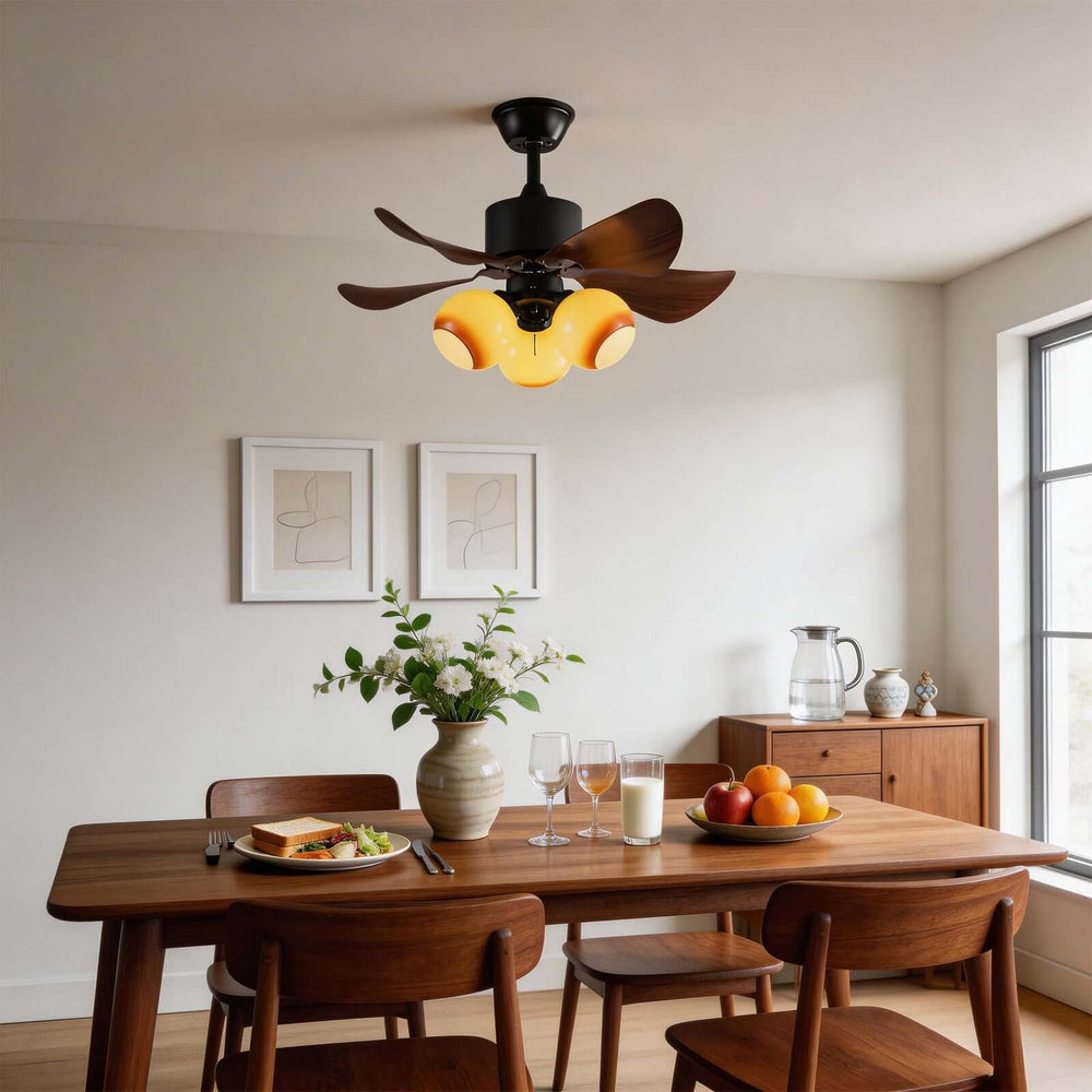 Sperva Ceiling Fan Light - Vintage Art Glass Living Room Light