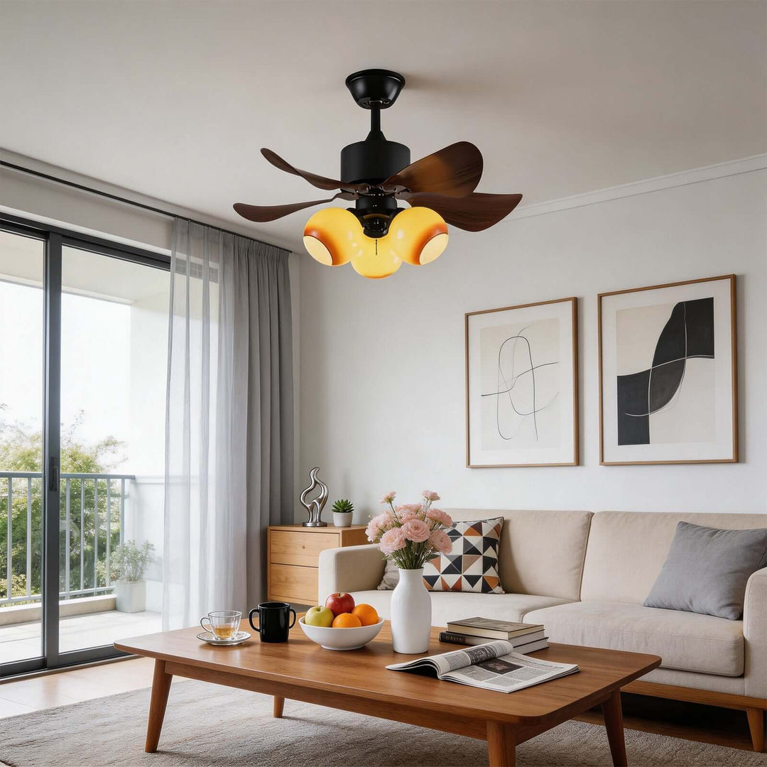 Sperva Ceiling Fan Light - Vintage Art Glass Living Room Light