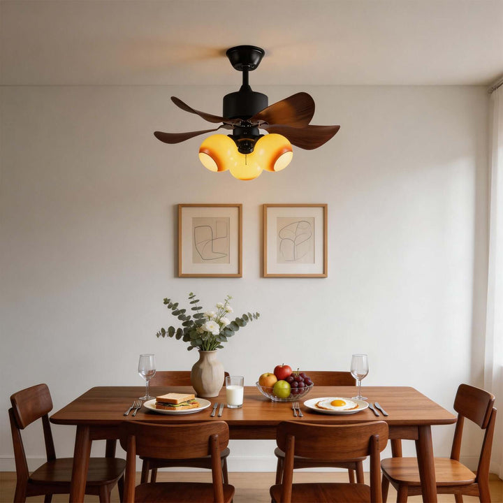 Sperva Ceiling Fan Light - Vintage Art Glass Living Room Light