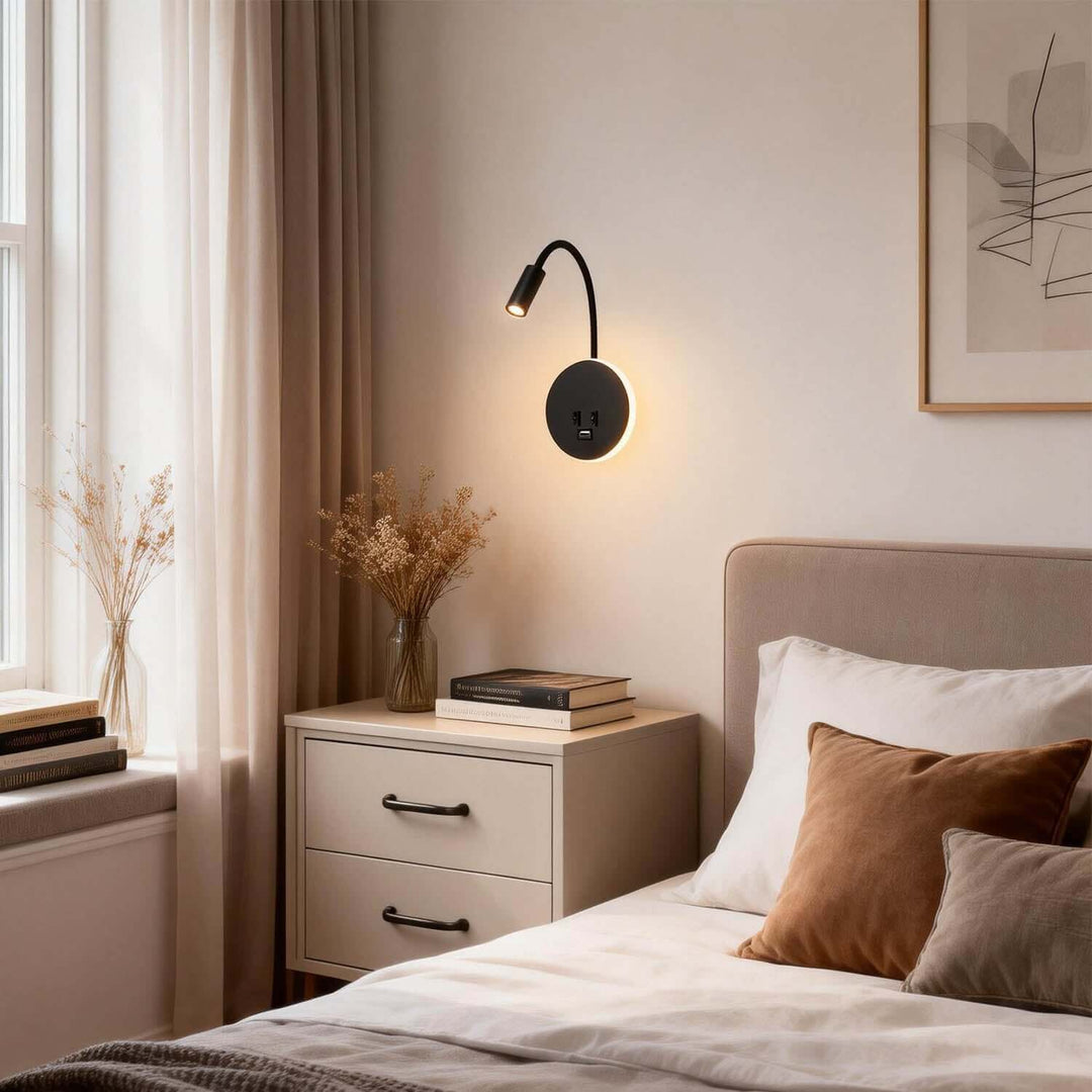 Syklo Round Wall Light – Modern Statement Bedside Ambiance