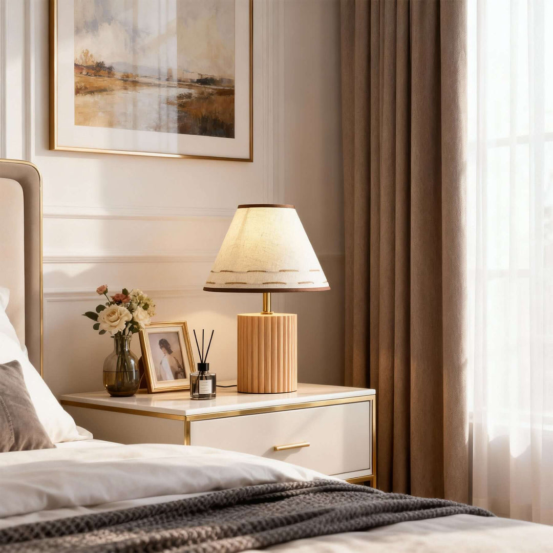 Teyno Fabric Table Lamp – French Vintage Ambient Lighting