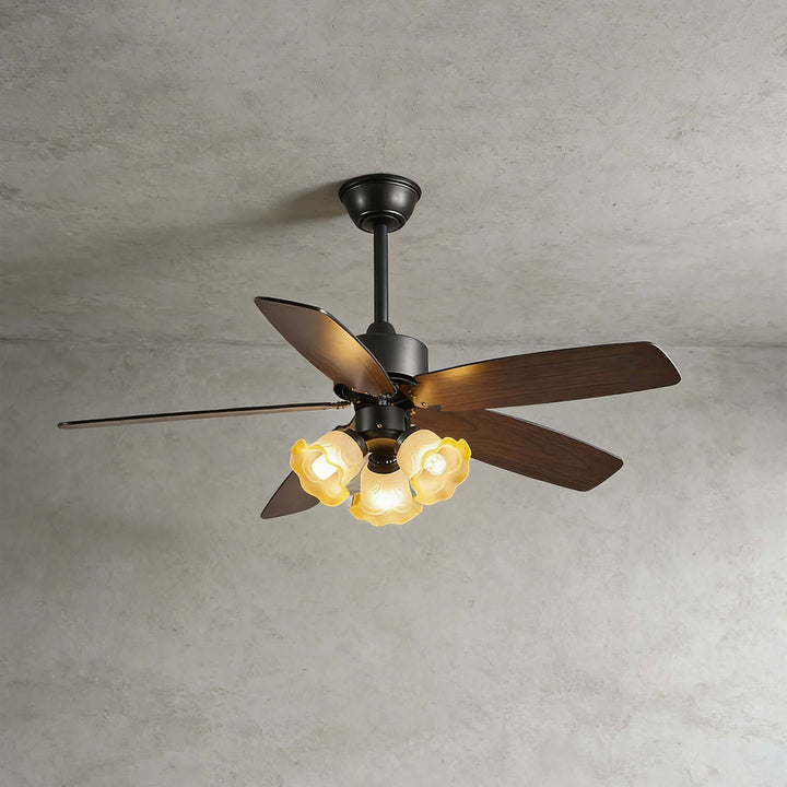 Thryne Ceiling Fan Light | Modern French Glass Living Room