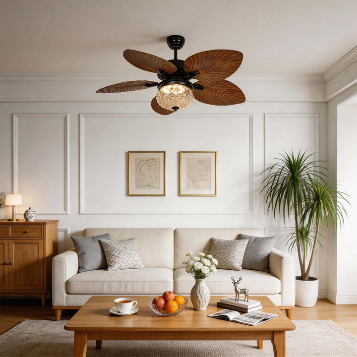 Thrynn Ceiling Fan Light | French Glass Dining Room Light