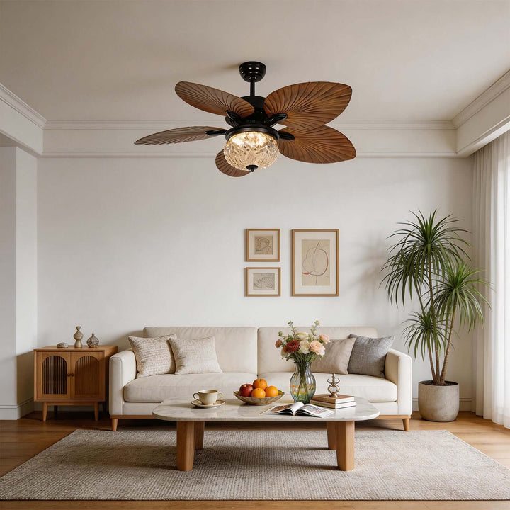 Thrynn Ceiling Fan Light | French Glass Dining Room Light