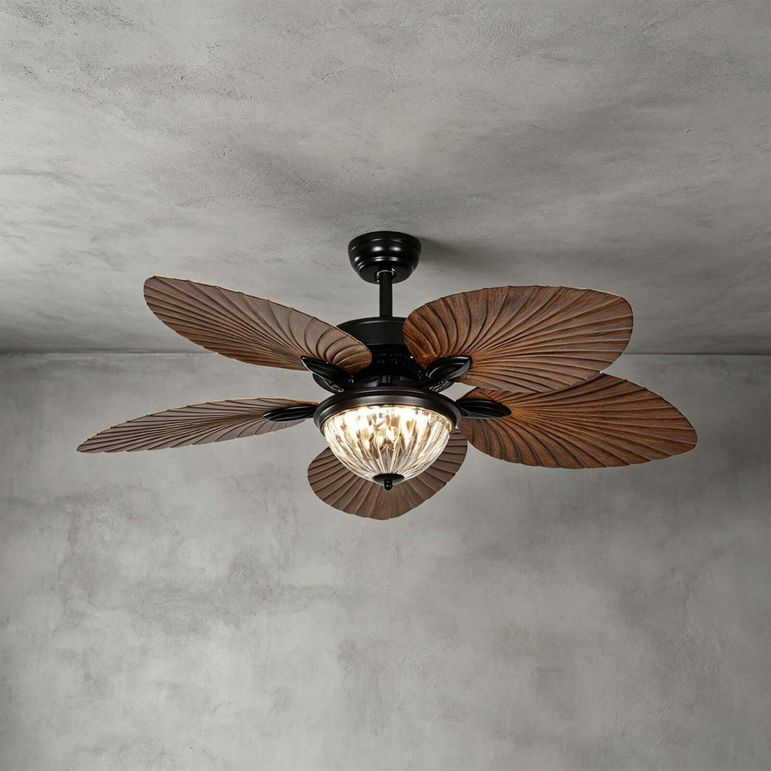 Thrynn Ceiling Fan Light | French Glass Dining Room Light