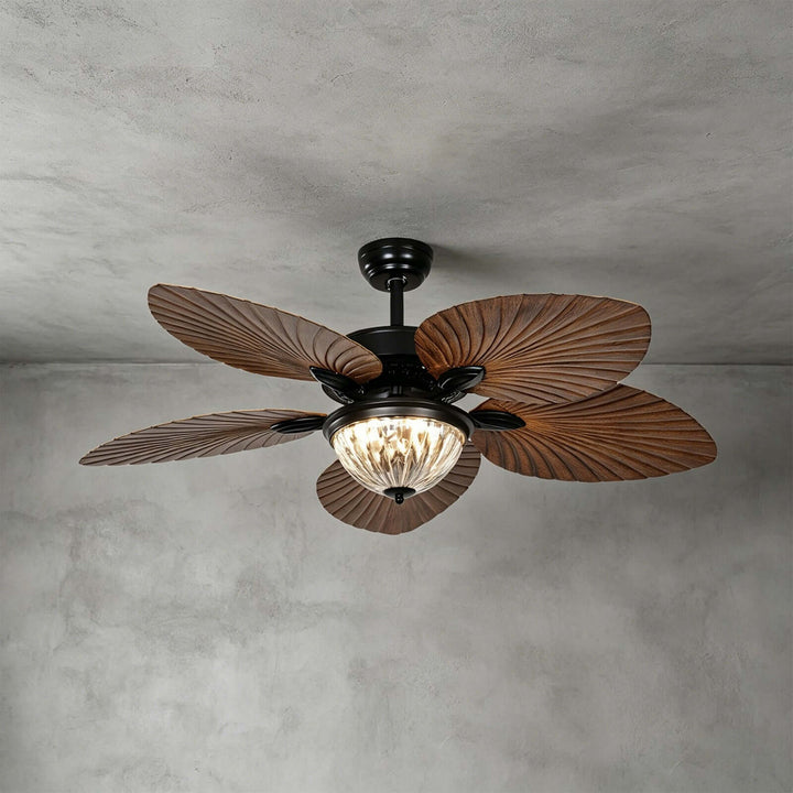 Thrynn Ceiling Fan Light | French Glass Dining Room Light