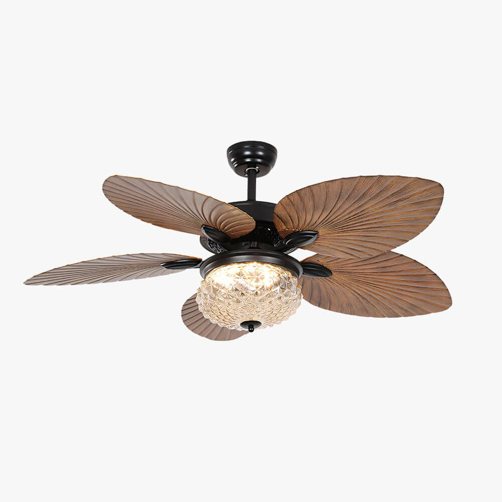 Thrynn Ceiling Fan Light | French Glass Dining Room Light