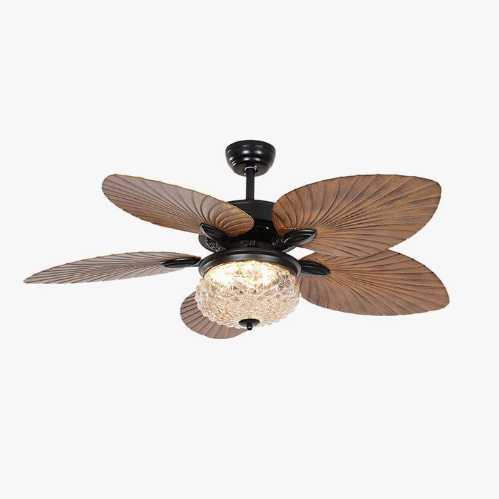 Thrynn Ceiling Fan Light | French Glass Dining Room Light
