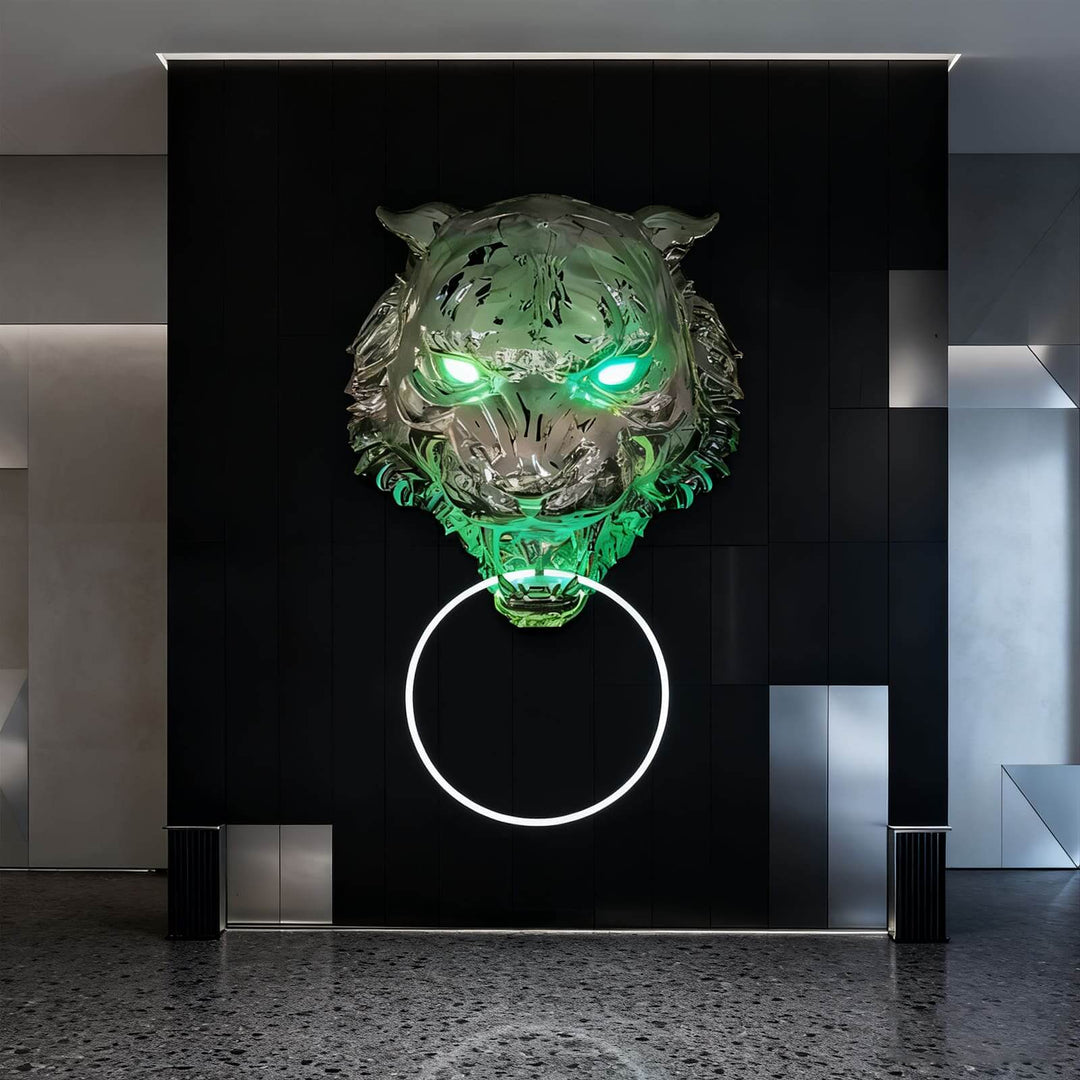 Tiger Head LED Wall Sconce – Art Deco Resin Wall Lamp
