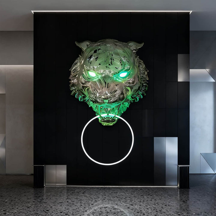 Tiger Head LED Wall Sconce – Art Deco Resin Wall Lamp