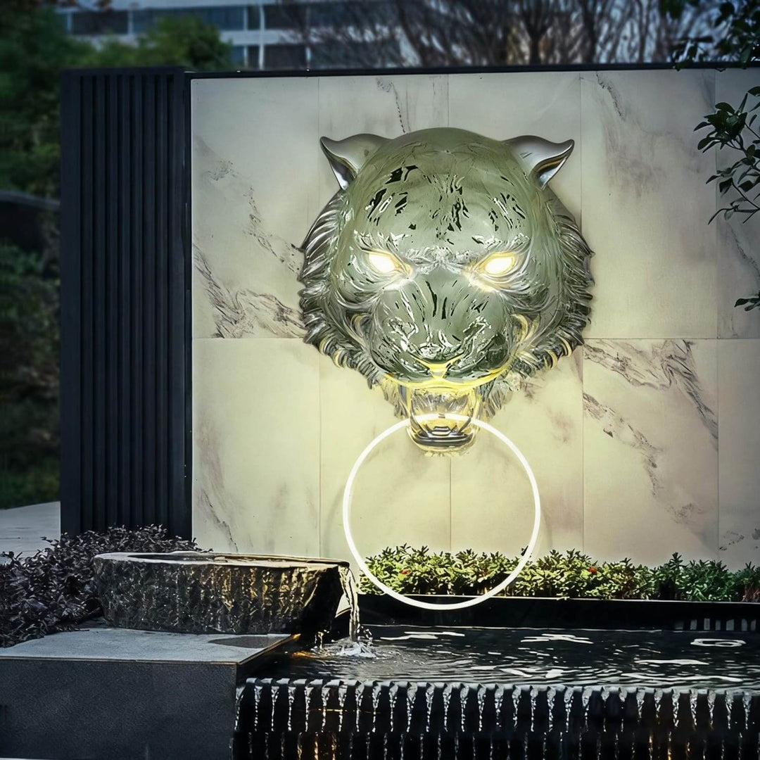 Tiger Head LED Wall Sconce – Art Deco Resin Wall Lamp