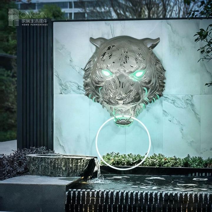 Tiger Head LED Wall Sconce – Art Deco Resin Wall Lamp