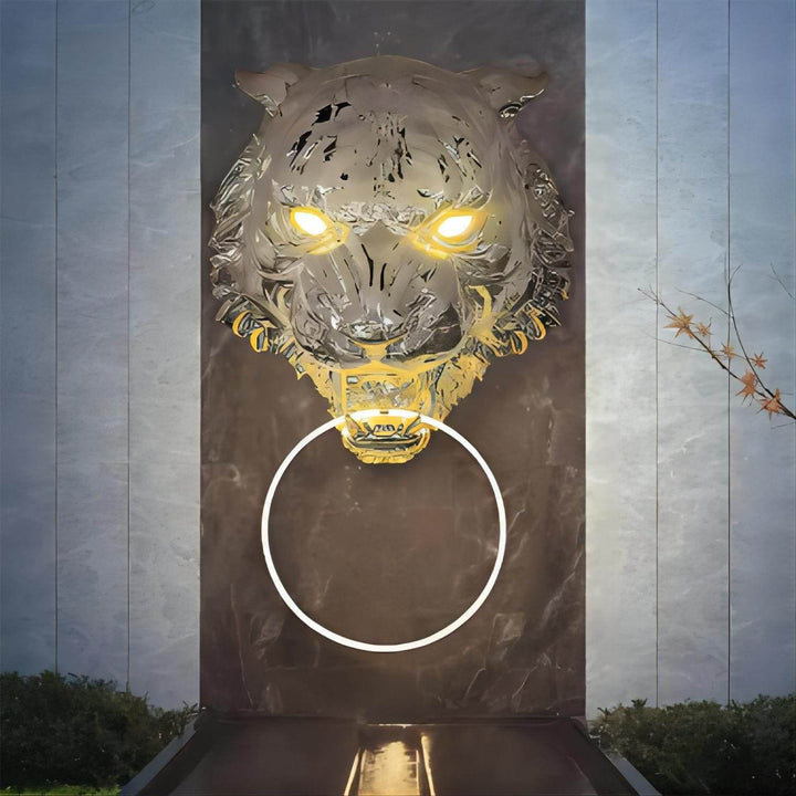 Tiger Head LED Wall Sconce – Art Deco Resin Wall Lamp