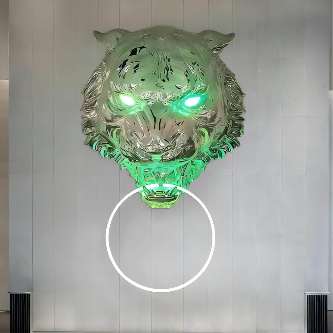 Tiger Head LED Wall Sconce – Art Deco Resin Wall Lamp