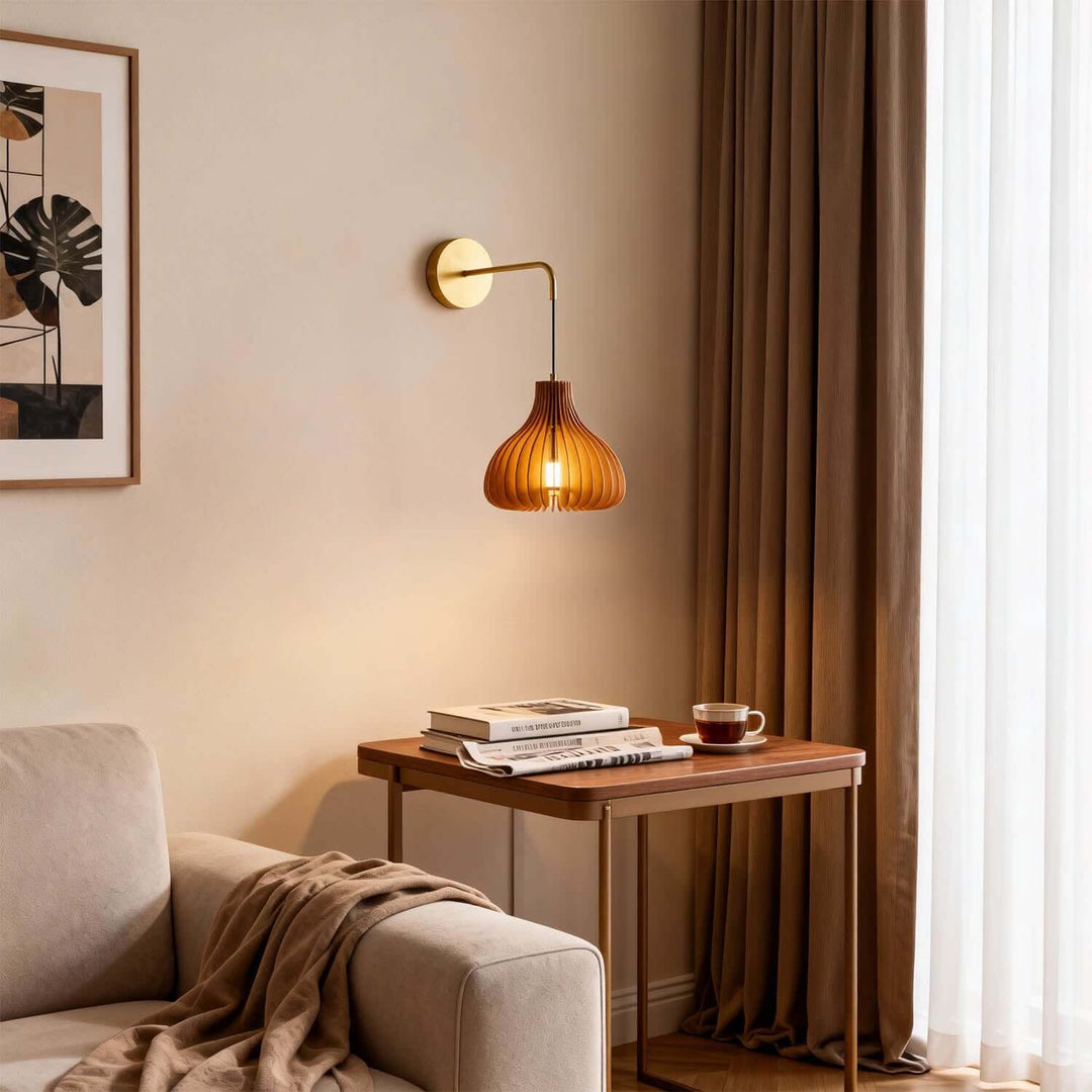 Toravi A Wall Light - Japandi Vintage Wood Bedside Light