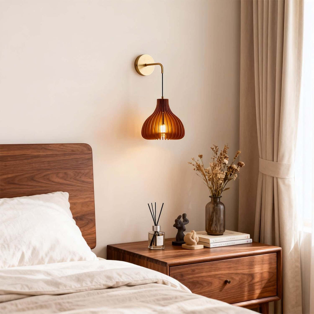 Toravi A Wall Light - Japandi Vintage Wood Bedside Light