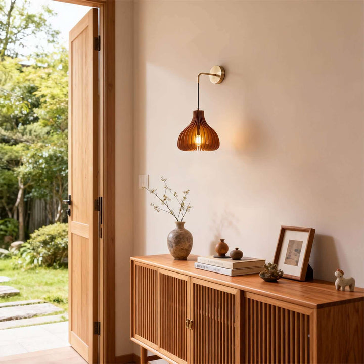 Toravi A Wall Light - Japandi Vintage Wood Bedside Light