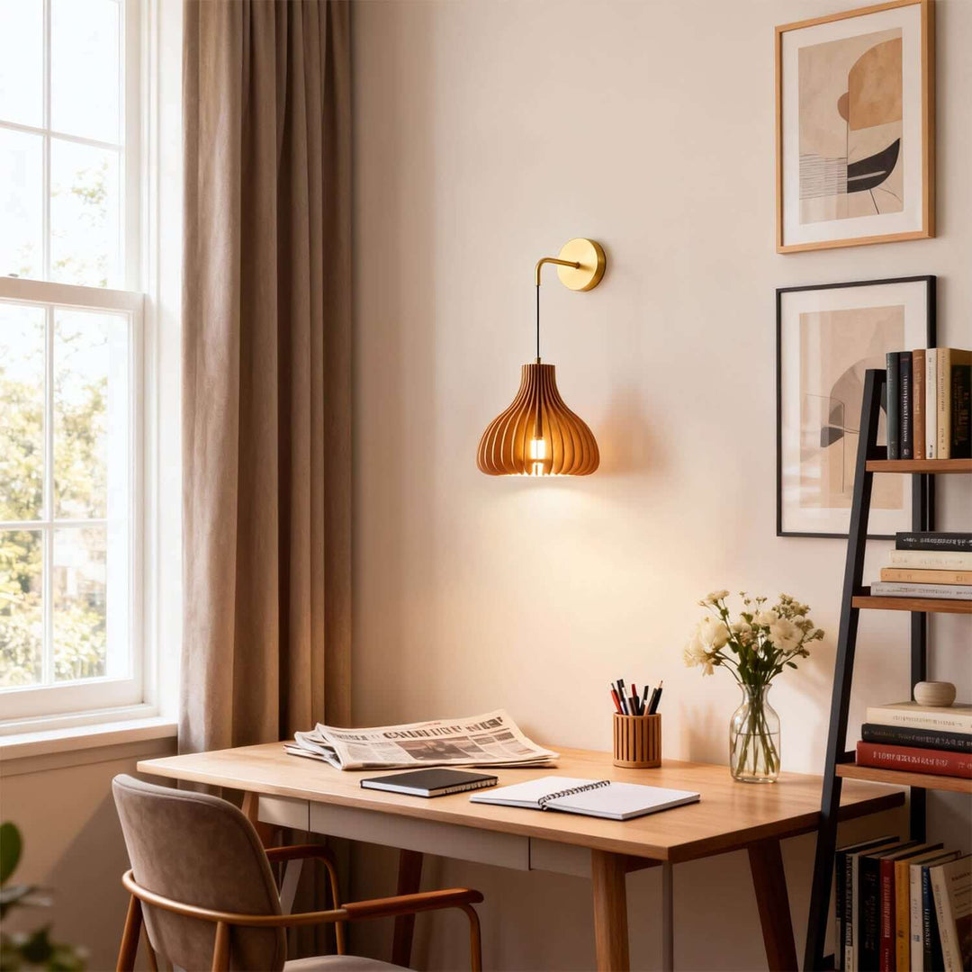 Toravi A Wall Light - Japandi Vintage Wood Bedside Light