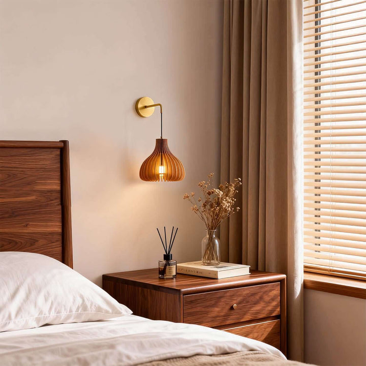 Toravi A Wall Light - Japandi Vintage Wood Bedside Light