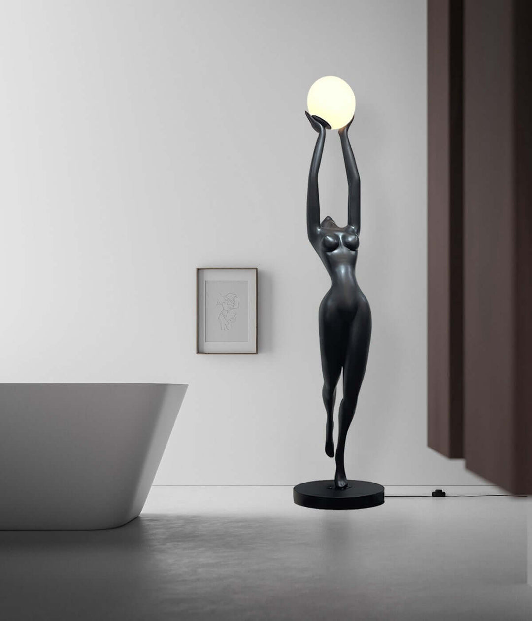 Tovlia Sculpture Floor Lamp – Abstract Portrait Art Resin