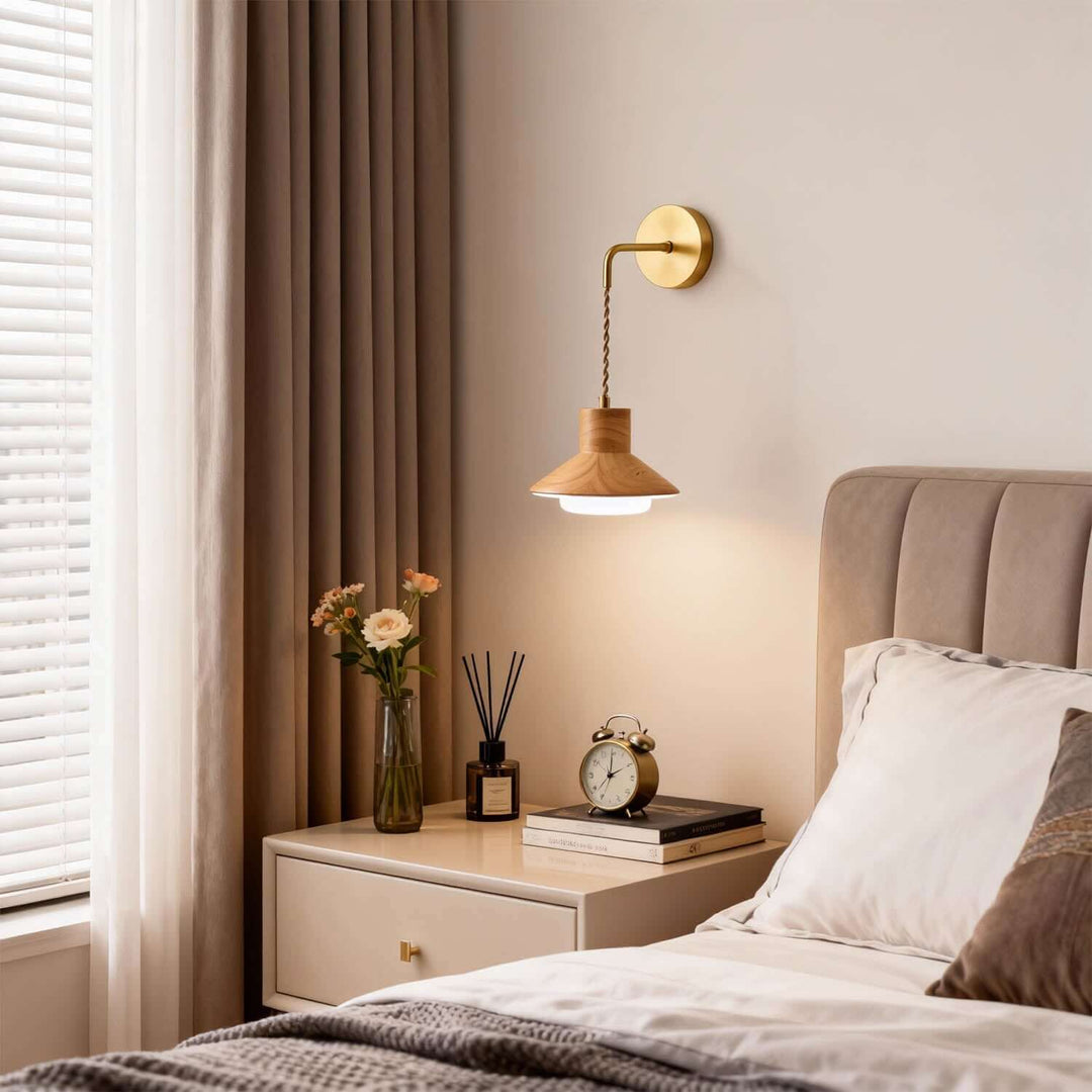 Treva Wall Light - Modern Minimal Wood Bedside Decor