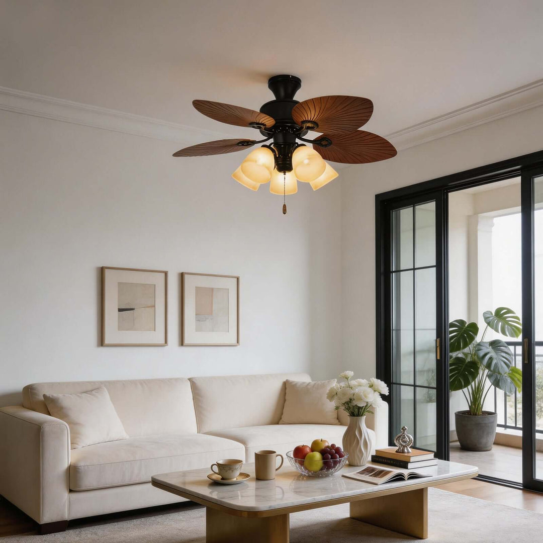 Trinov Ceiling Fan Light B - American Retro Glass Fan