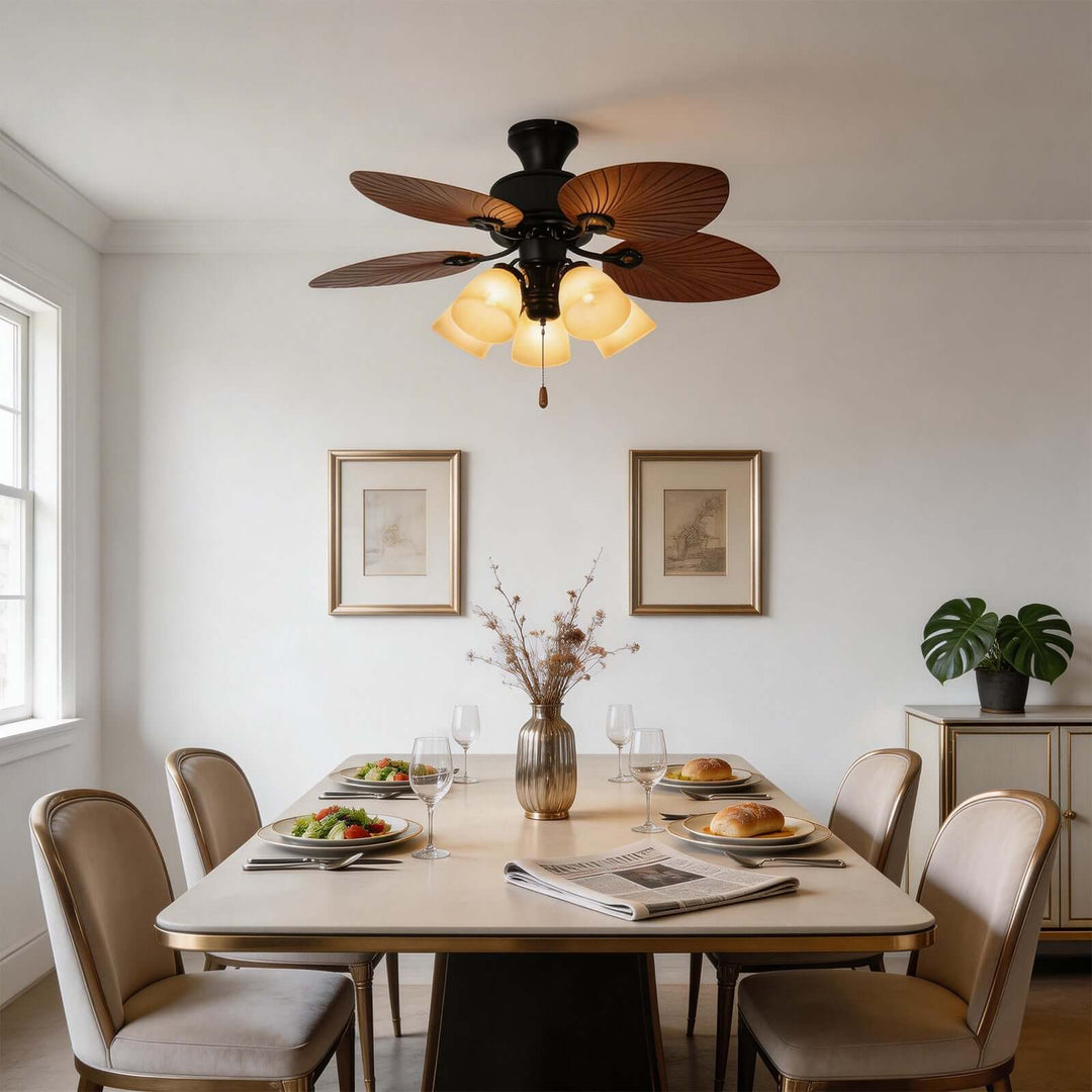 Trinov Ceiling Fan Light B - American Retro Glass Fan