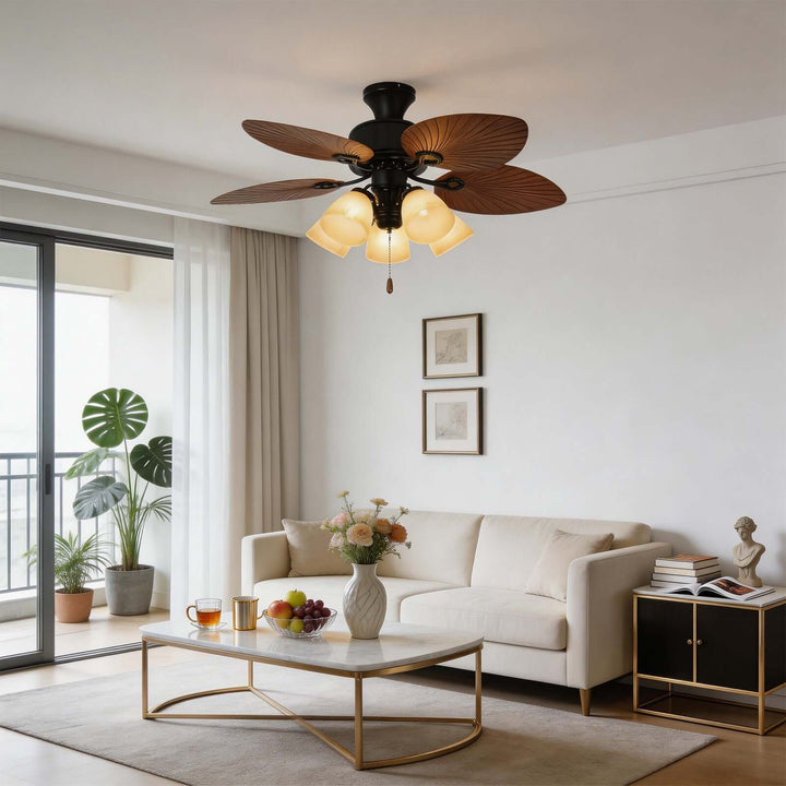 Trinov Ceiling Fan Light B - American Retro Glass Fan