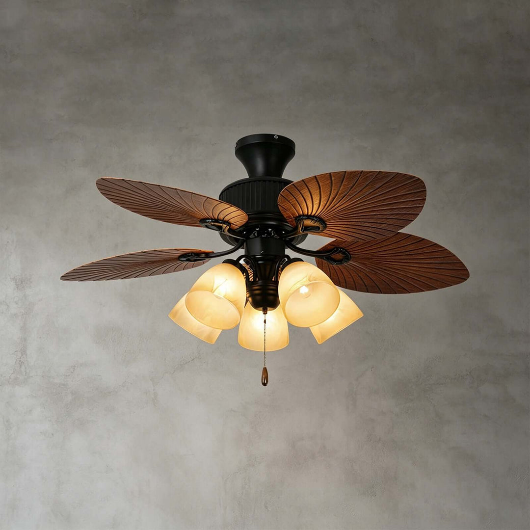 Trinov Ceiling Fan Light B - American Retro Glass Fan