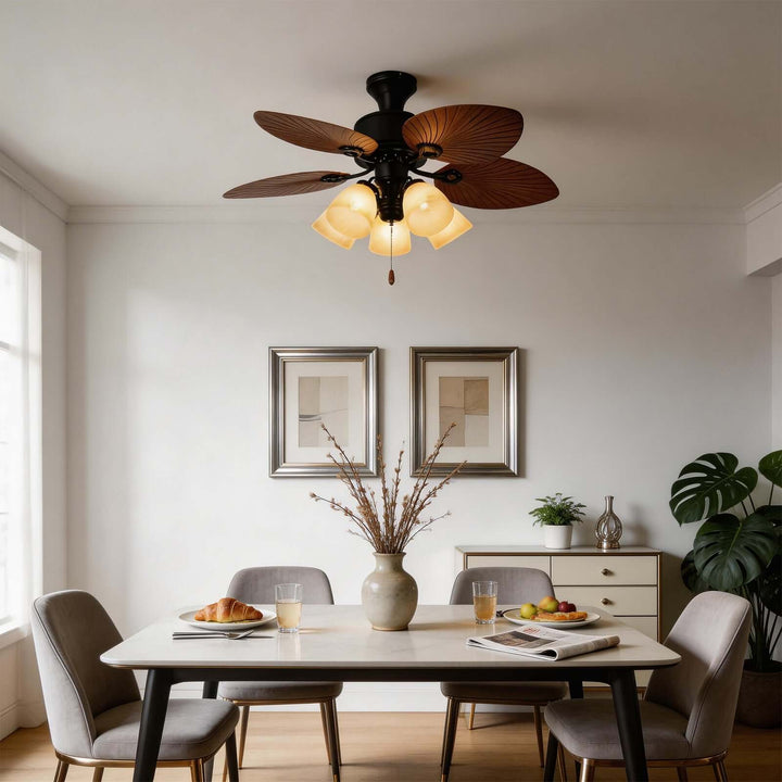 Trinov Ceiling Fan Light B - American Retro Glass Fan