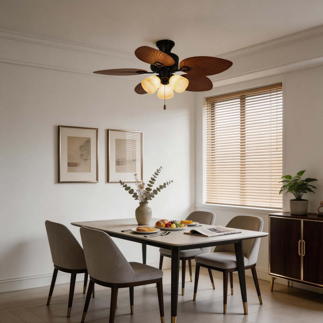 Trinov Ceiling Fan Light B - American Retro Glass Fan