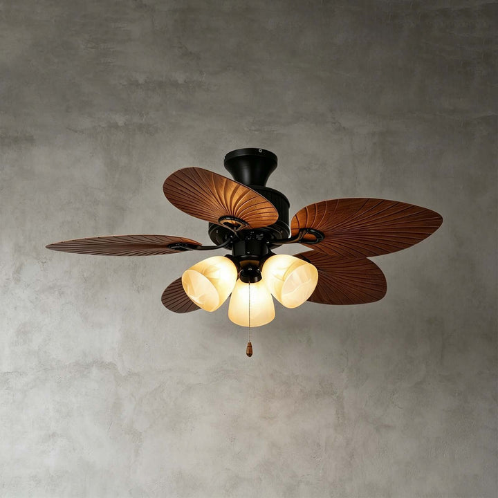 Trinov Ceiling Fan Light B - American Retro Glass Fan