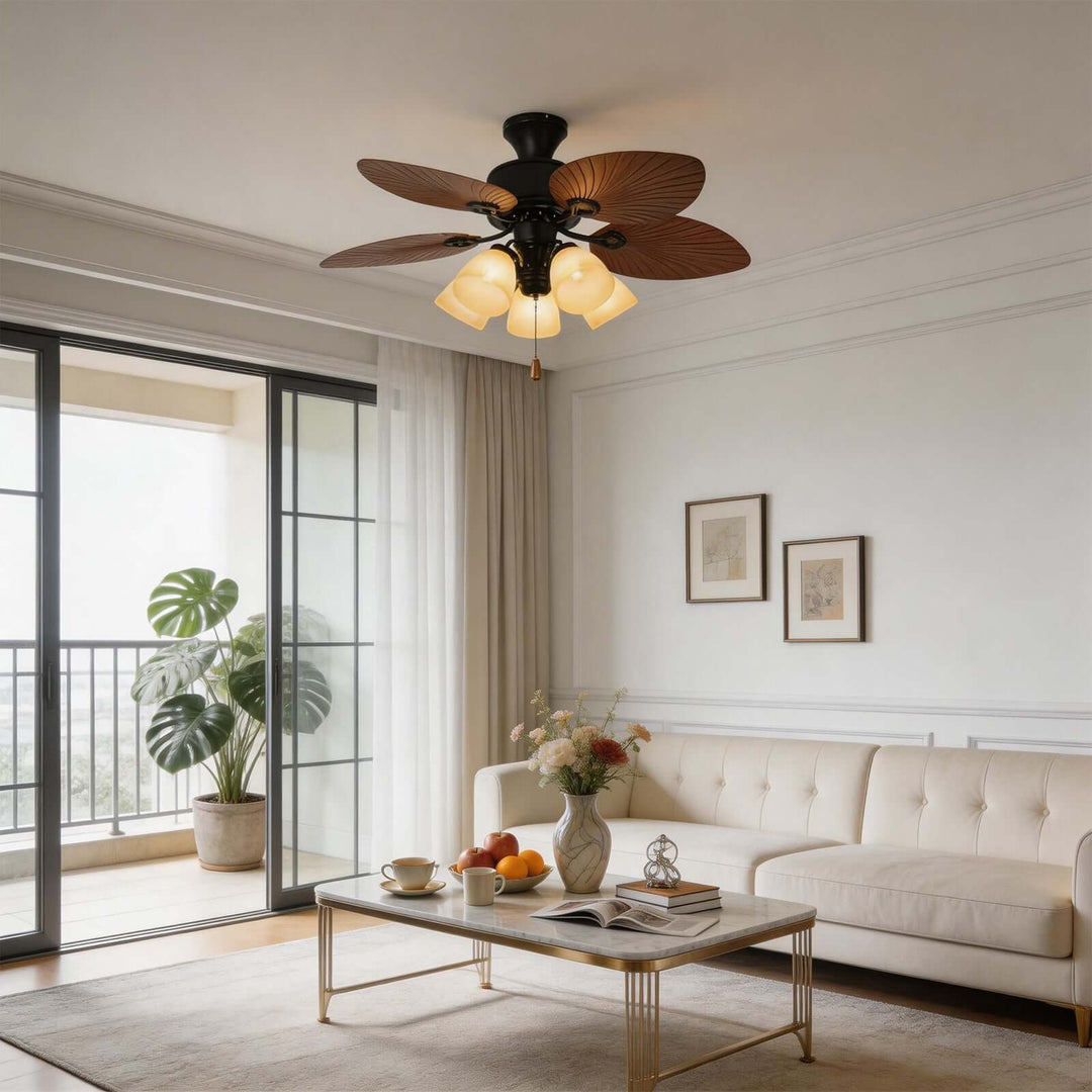 Trinov Ceiling Fan Light B - American Retro Glass Fan