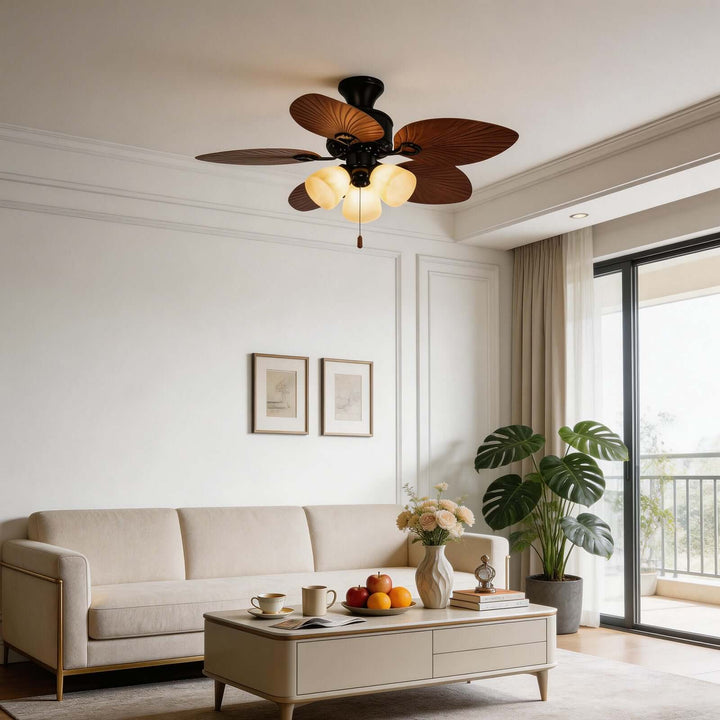 Trinov Ceiling Fan Light B - American Retro Glass Fan