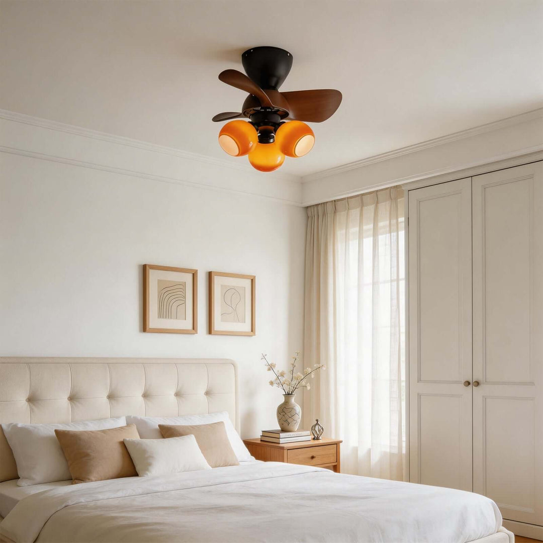 Trunza Ceiling Fan Light - Vintage Glass Living Room Light