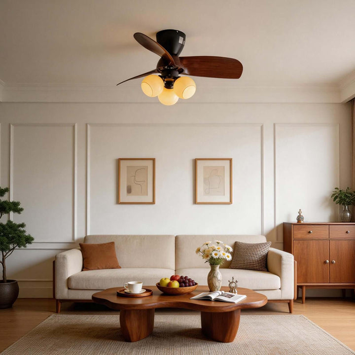Trunza Ceiling Fan Light - Vintage Glass Living Room Light