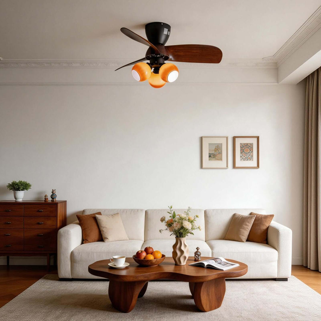 Trunza Ceiling Fan Light - Vintage Glass Living Room Light