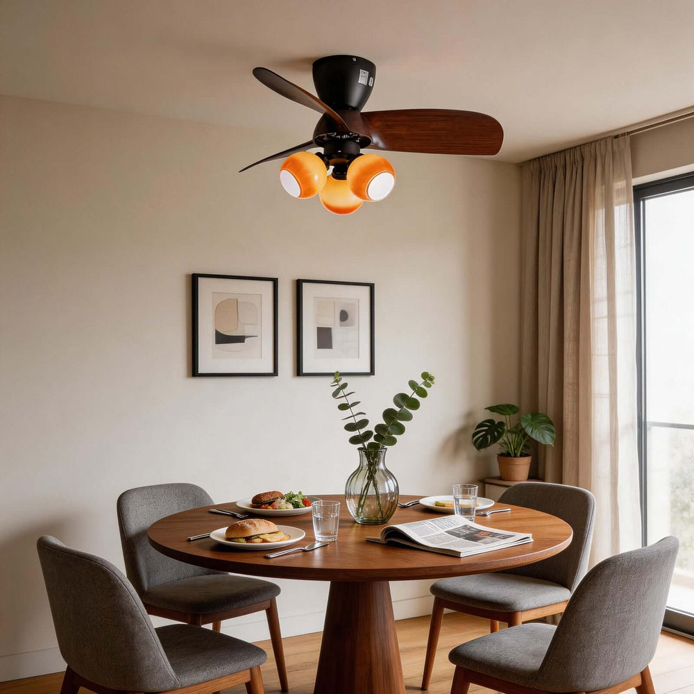 Trunza Ceiling Fan Light - Vintage Glass Living Room Light