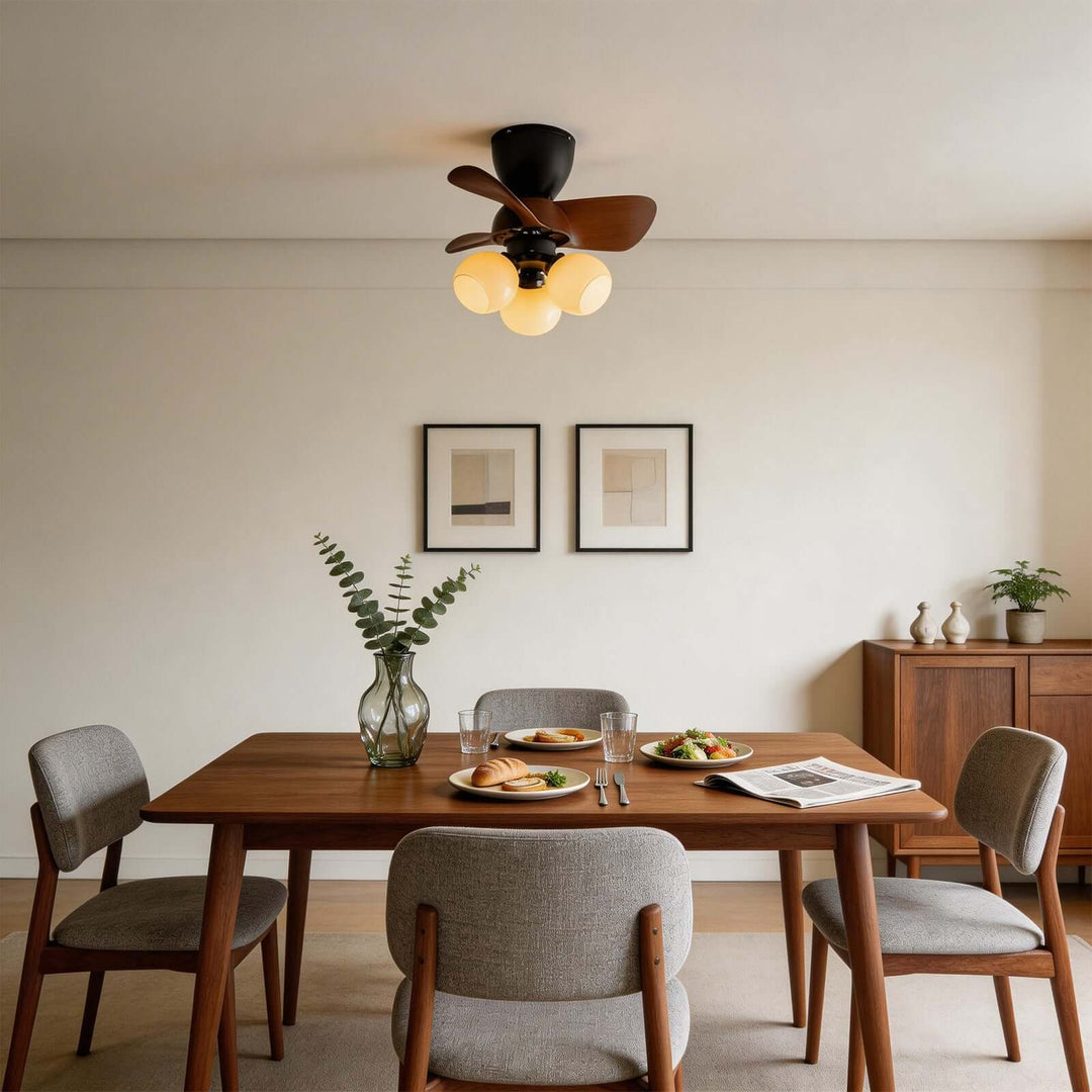 Trunza Ceiling Fan Light - Vintage Glass Living Room Light