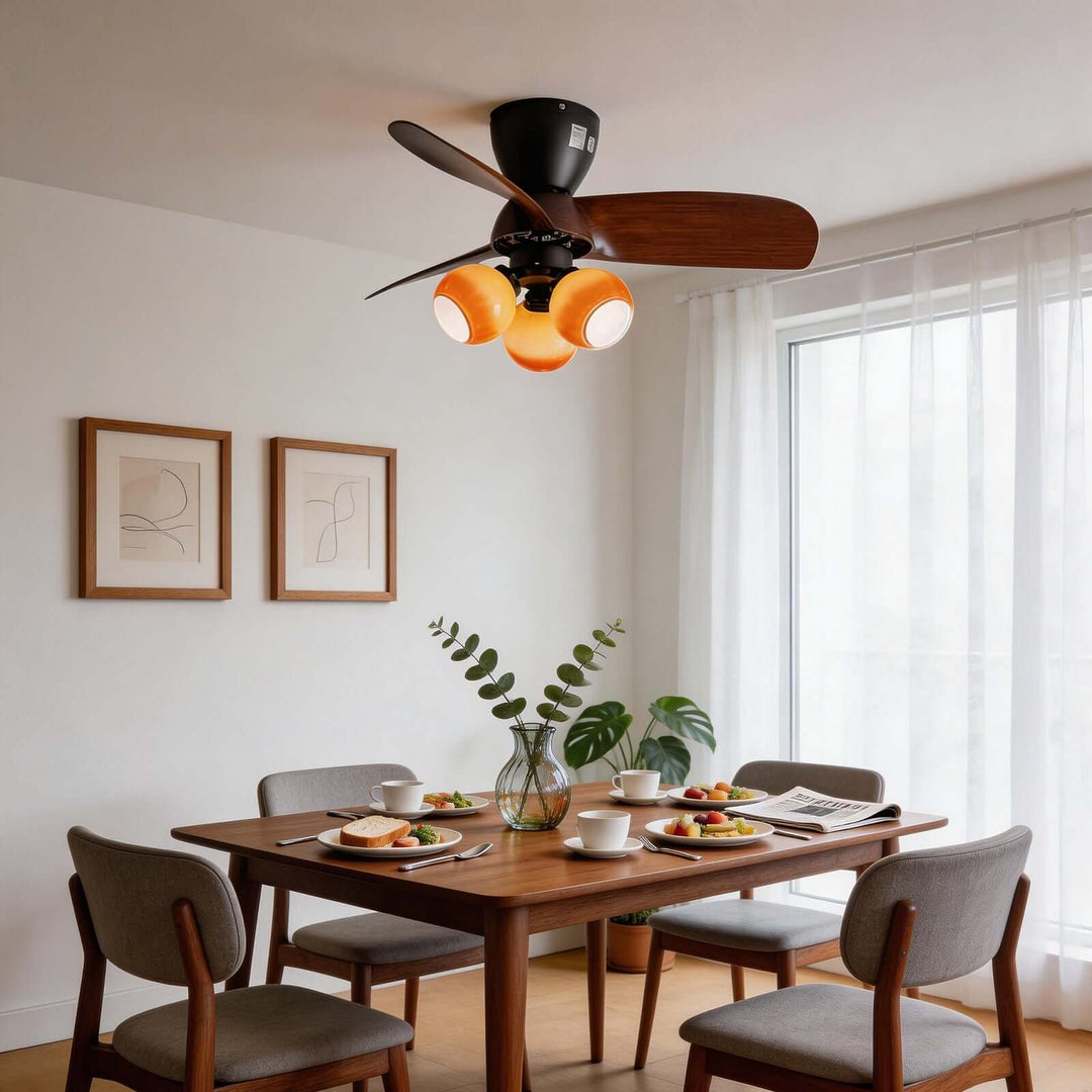 Trunza Ceiling Fan Light - Vintage Glass Living Room Light